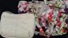 Rafy Floral Canvas Tote Bag & White Faux Leather Crossbody Purse Set, Floral Print, Adjustable Straps