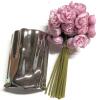 New Esdallina 10pcs Artificial Mini Pink Cabbage Roses with Vase - 3