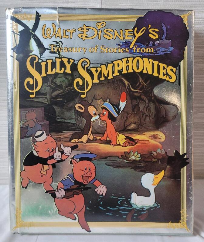 Vintage 1981 Walt Disney's Treasury of Stories from Silly Symphonies Hard Cover Book with Dust Jacket .