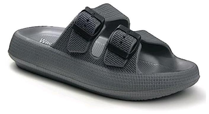 New Size 15&ndash;16 Women's Weweya Double Buckle EVA Slide Sandals, Gray, Unisex