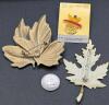 Vintage to Modern Jewelry: New Kool Charmz 6" Bracelet & 8 Charms, 2 Leaf Brooches, New Bracelet & Earrings Set, Pewter Window Hanger - 2
