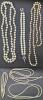 Vintage Faux Pearl Necklaces + Bracelet Up To 46" Long, Some Missing Stones, One Pearl Necklace Broken At Clasp