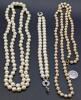 Vintage Faux Pearl Necklaces + Bracelet Up To 46" Long, Some Missing Stones, One Pearl Necklace Broken At Clasp - 5