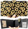 New Feith & Felly Sunflower Women's Card Case Wallet with Tons of Room For Cards + 2 Zippered Sections For Coins or Cash