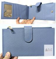 New Feith & Felly Light Blue Women's Card Case Wallet with Tons of Room For Cards + 2 Zippered Sections For Coins or Cash