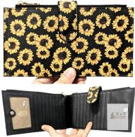 New Feith & Felly Sunflower Women's Card Case Wallet with Tons of Room For Cards + 2 Zippered Sections For Coins or Cash