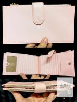 New Feith & Felly Pink Women's Card Case Wallet with Tons of Room For Cards + 2 Zippered Sections For Coins or Cash