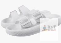 New sz 13-14 Womens Weweya Pillow Slippers for Women and Men Non Slip Sandals Shower Slides - Adjustable Buckles - Cushioned Thick Sole