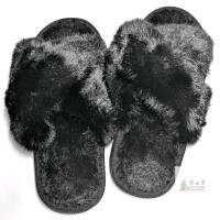 New Size 38/39 Women's Super Soft Fuzzy Women's Cross Band Memory Foam Furry Open Toe House Shoes Faux Fur Plush Home Slippers