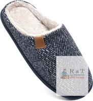 New Size 13 Men's ONCAI Cozy Memory Foam Knit Scuff Slippers Slip On Warm House Shoes Indoor/Outdoor With Best Arch Support, Blue