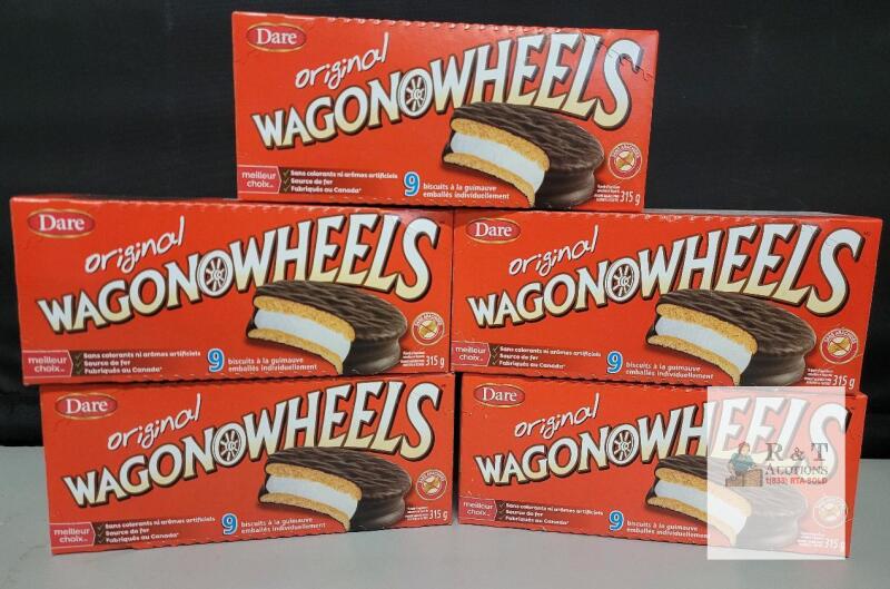 [BB 2025 FEB 12] 5 New Packs Dare Original Wagon Wheel Snacks . 5 Packs - 9 Per Pack . All Sealed