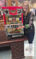 Sammy King Camel Pachislo Slot Machine S-4-130, 2003, Japanese Skill Stop, Model 013244 includes many coins and or tokens<br/>Unit does not power on. Will need servicing. no keys