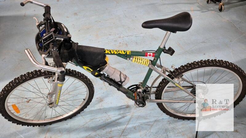 CCM Shockwave Mountain Bike, 26" Wheels, Dual Suspension, GripShift, Helmet & Gloves Included