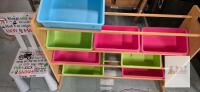 Storage Rack with Bins 42"L x 32"H & Kid's Timeout Chair with Timer 26" Tall