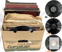 Box Full of Vintage '78 Records & Records Albums, Conditions Vary