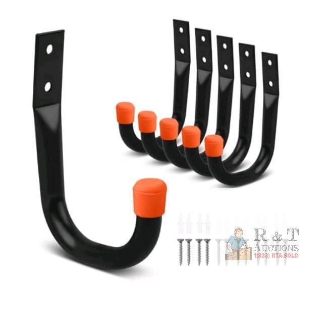 2 New Heavy Duty Wall Hooks, 6Pcs Large Garage Heavy Duty with Wall Anchors and Screws