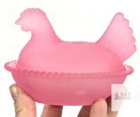 Adorable Small Opaque Pink Glass Hen on Nest, No Chips or Cracks