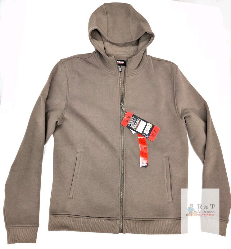 New Size MED Men's Kirkland Cotton Blend Zip-Up Hooded Sweatshirt