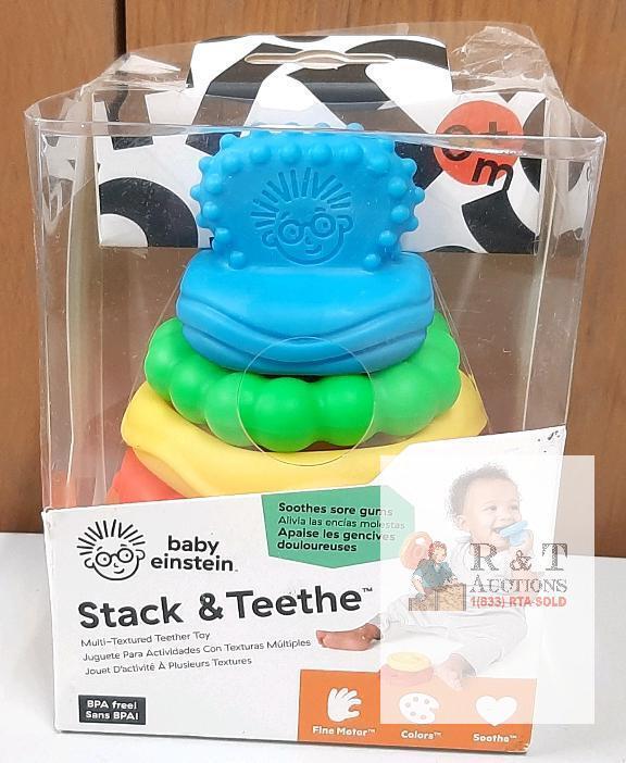 NEW Baby Einstein Stack & Teethe Multi-Textured BPA-Free 5-Piece Teether Toy, 0+ Months