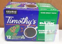 "BB 2025/AL/15,}Timothy&rsquo;s Rainforest Espresso Extra Dark Roast K-Cup Pods, 12 Count, 127g, Keurig Compatible