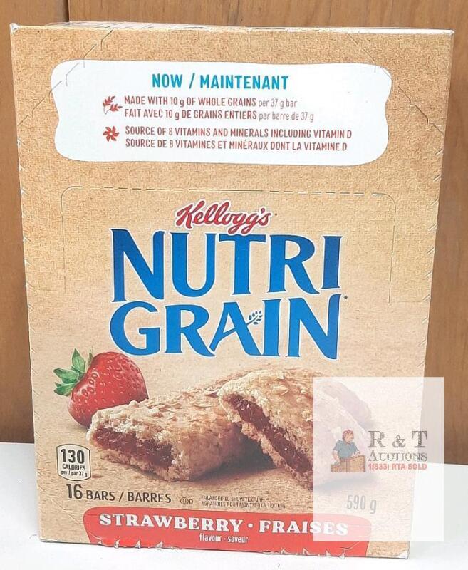 (EXP MAY 25)Kellogg's Nutri-Grain Strawberry 16 Bars 590g, Fruit-Filled Snack Breakfast Bars, No Artificial Colours