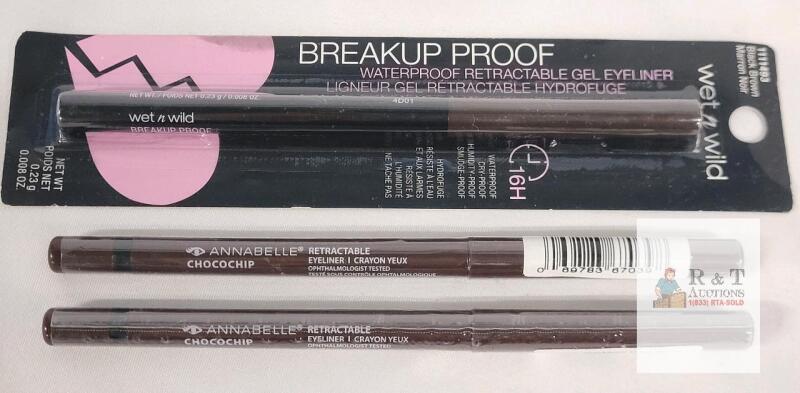 New - Annabelle & Wet N' Wild Retractable Eyeliner . Black Brown &times;1 & Chocochip &times;2