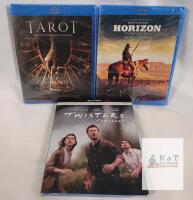 Three (3) New Blu-Ray Movies . Horizon (western) , Twister (action) & Tarot (horror) . All Sealed.