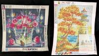 2 New DIY Diamond Painting Art Kits : Fall Lighthouse & Flowers With Butterflies (11.8" &times; 15.37" - 13.8" &times; 13.8")