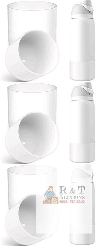 3 New Packs of 2 Silicone Water Bottle Boot for Owala 24oz 32oz 40oz, Anti-Slip Protective Sleeve Bottom Bumper Protector for FreeSip, Twist, and Flip Stainless Steel Water Bottles : 2&times; Clear, 1&times; White