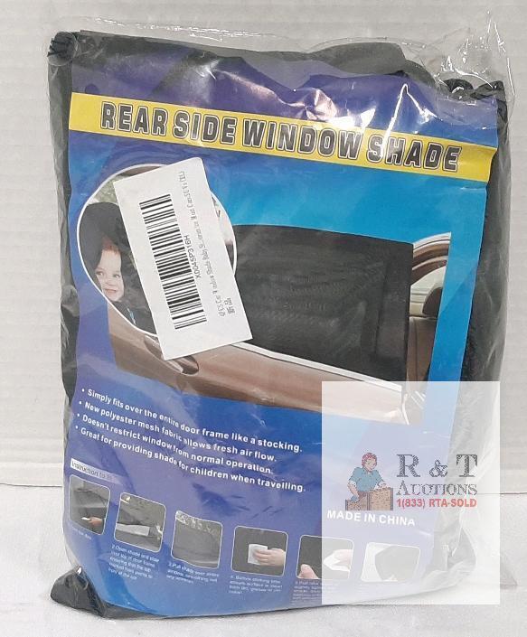 New - 4pc. Large Rear Side Window Shade for Most Cars SUVs, Polyester Mesh, Full-Cover, Black .