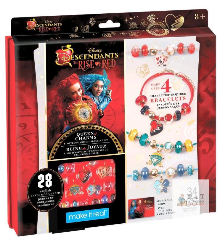 New Make It Real DISNEY Descendants : The Rise of Red Queen of Charms Storybook & DIY Bracelet Kit