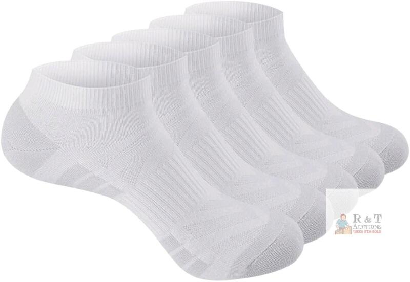 5 New Pairs Size LG Women's YUEDGE Athletic Tennis Ankle Socks, Cotton Blend, Model 2403A