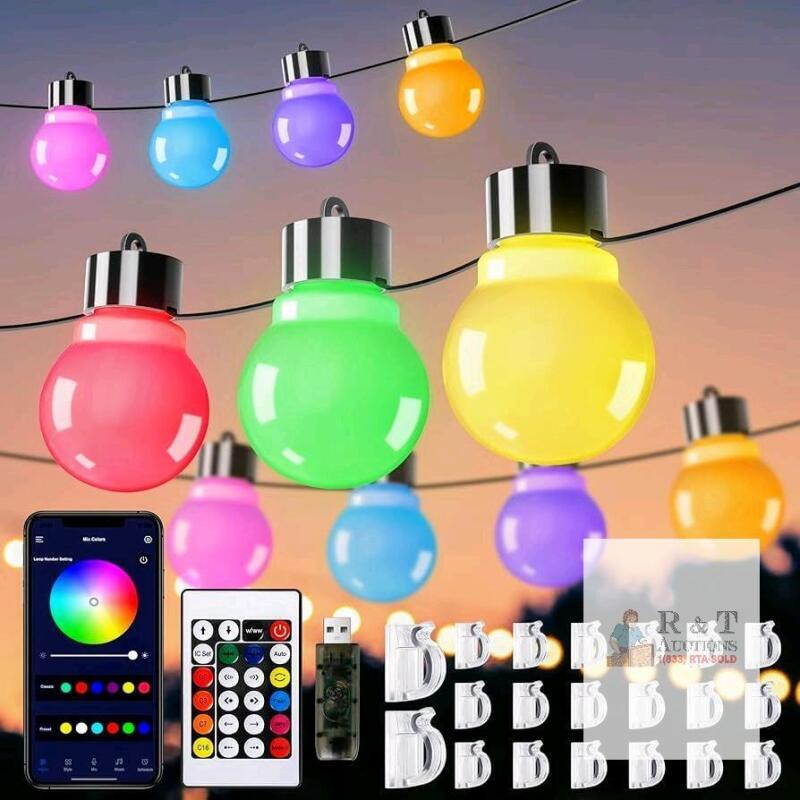 New Solady LED Outdoor String Lights for Patio, RGB Multicolor USB Powered Holiday Ambient Light for Backyard, Balcony, Color Changing 32ft IP65 Waterproof Decorative Rope Lights with App & Remote Control