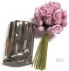 New Esdallina 10pcs Realistic Artificial Mini Pink Cabbage Roses with Vase - 3