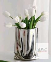 New Esdallina 10pcs Realistic Artificial White Tulips with Vase