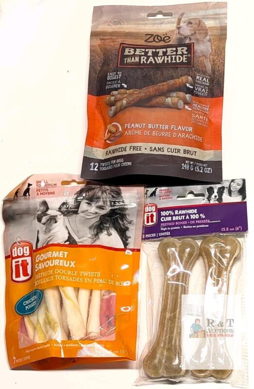 [bb 04-05 2025] 3 New Rawhide / Better Than Rawhide Dog Treats