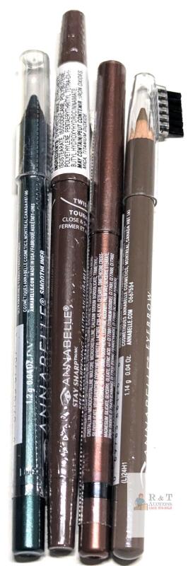4 New ANNABELLE : Waterproof Smoothliner (Jade), Retractable Eyeliner (Bronze Age), Stay Sharp Self-Sharpening Waterproof Brow Liner (Taupe), Eyebrow Pencil (Taupe)