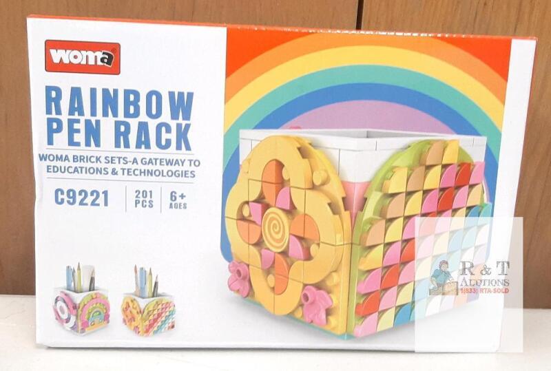 NEW Woma C9221 Rainbow Pen Rack 201-Piece Building Block Organizer Set, ABS Plastic, Ages 6+