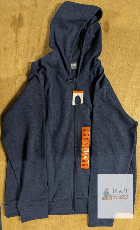 NEW HEAT Navy Blue XXL Zip-Up Hoodie, Front Pockets, Long Sleeve, New with Tags