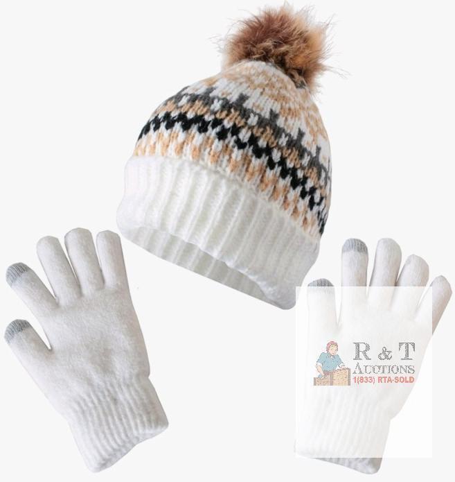 New sz O/S Women's Classic Style Cold Weather Hat and Glove Set