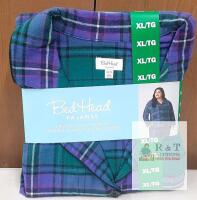 NEW BedHead Pajamas 2-Piece Cotton Set, Multicolor Plaid, Women&rsquo;s XL, Button Front, Long Sleeve