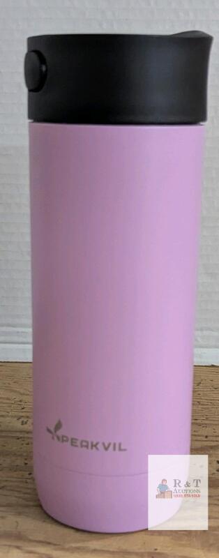 NEW PERKVIL 12oz Stainless Steel Insulated Travel Mug, Light Purple, Push-Button Lid