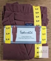 NEW Splendid 2 Piece Pajama Set, S/P, Waffle Knit, 100% Polyester, Maroon, Button-Front Top