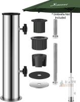 New Universal Granite Outdoor Patio Umbrella Base Replacement Parts with Silicone Pad, Stainless Steel Table Base with Longer Bolts-Black (Included Two Bolts 2.16'' and 5.05'') (Black)