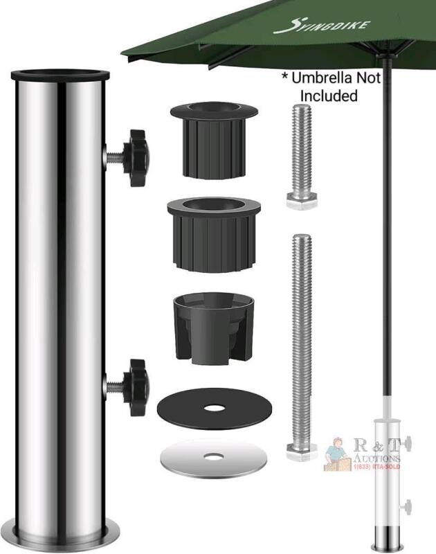 New Universal Granite Outdoor Patio Umbrella Base Replacement Parts with Silicone Pad, Stainless Steel Table Base with Longer Bolts-Black (Included Two Bolts 2.16'' and 5.05'') (Black)