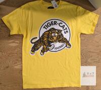 NEW Hamilton Tiger-Cats CFL Team Logo T-Shirt Size Small Yellow 100% Cotton Official Licensed Apparel