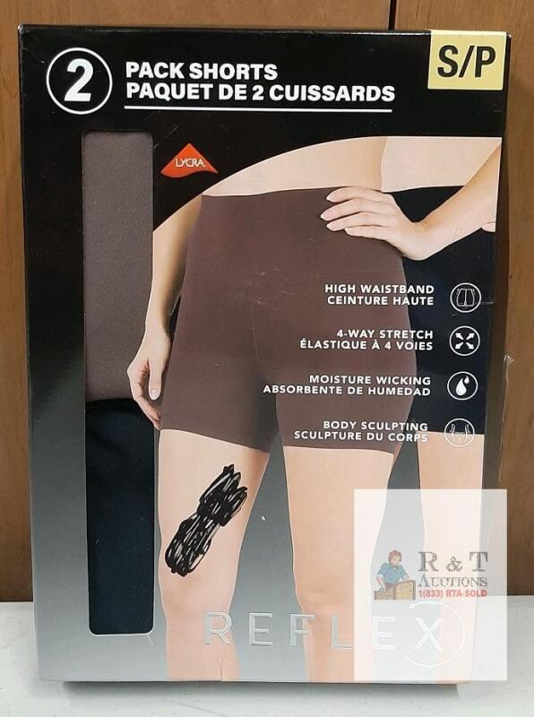 NEW Reflex High Waistband Women&rsquo;s Shorts 2-Pack, S/P (US 2-4), Black/Brown, Lycra, 4-Way Stretch