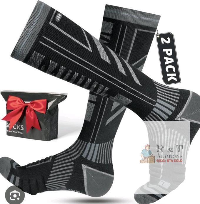 2 New Pairs sz Medium (6.5-8.5) Sanyiyiba Merino Wool Men's Snow Sports Socks