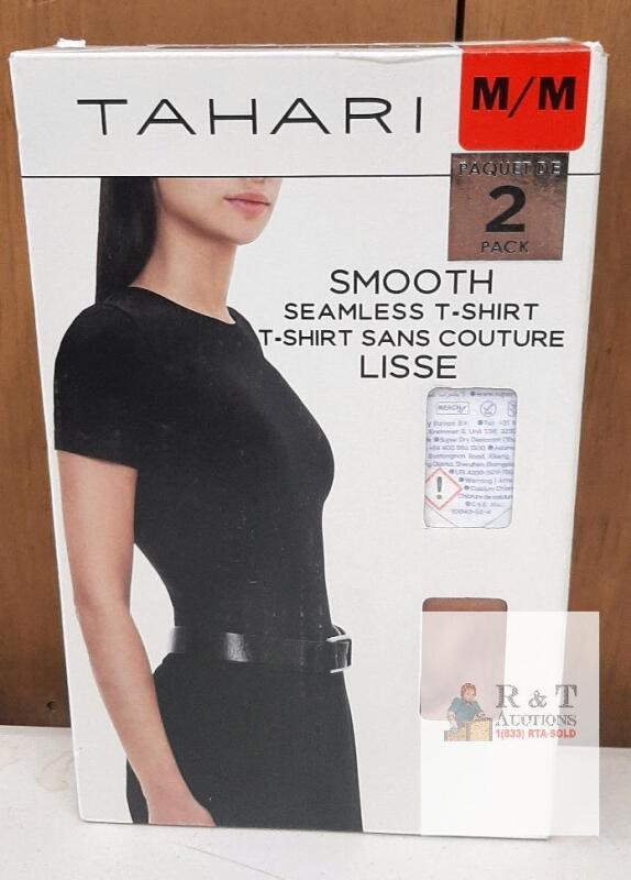 NEW Tahari Seamless T-Shirt 2-Pack, Women&rsquo;s Medium 8-10, Black, 92% Nylon 8% Spandex, Costco CA16035