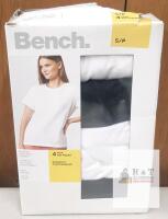NEW Bench Women's Crew Neck T-Shirts, 4-Pack, Small, Modern Fit, Soft Cotton, Multi-Color
